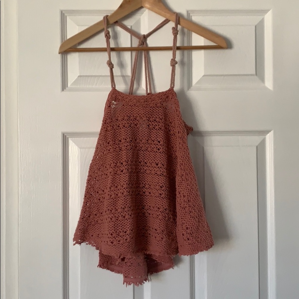 Free People Beach Crochet High Low Top
